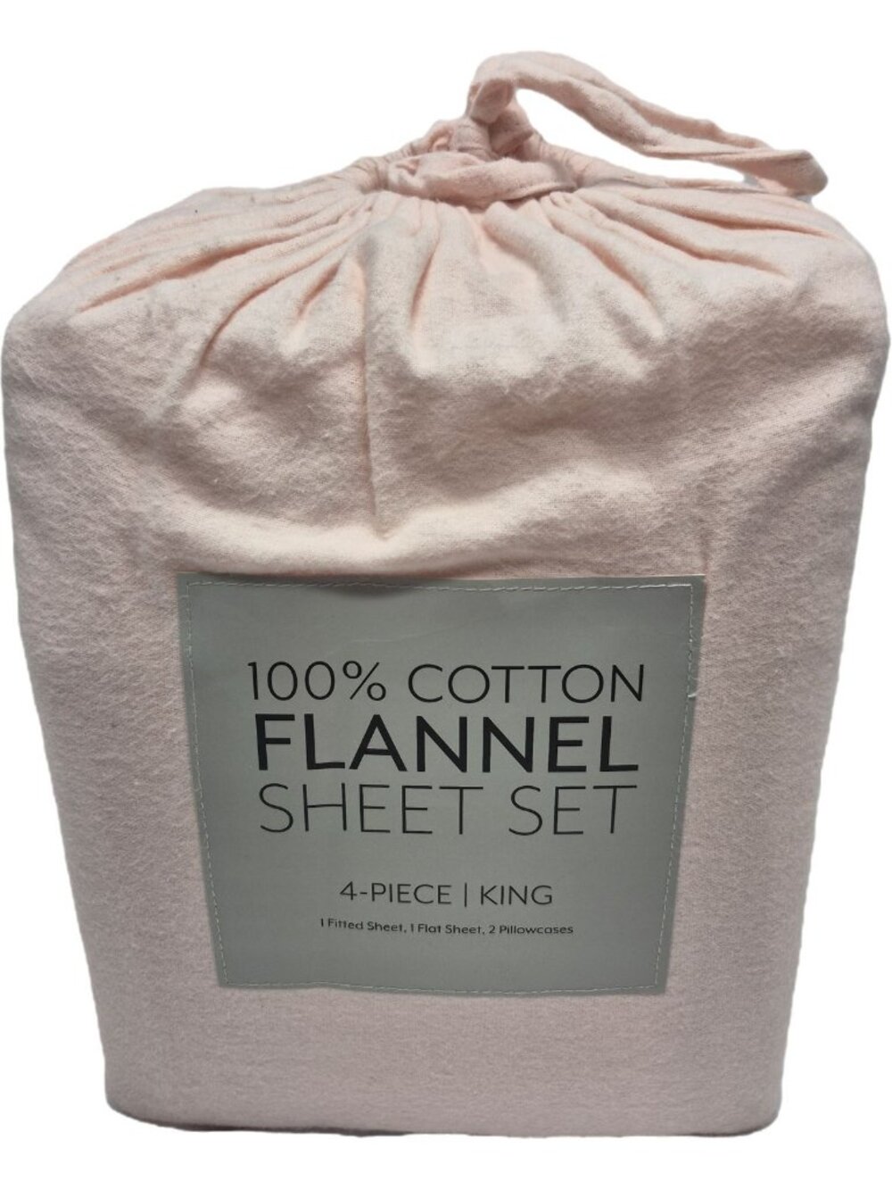 Ienjoy Home King Size Sheet Set Blush Pink 4-Piece 100% Cotton Flannel NEW